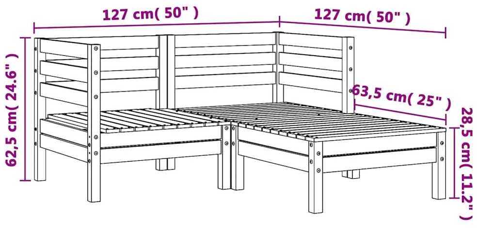 Dvivietė sodo sofa su pakoja, pušies medienos masyvas