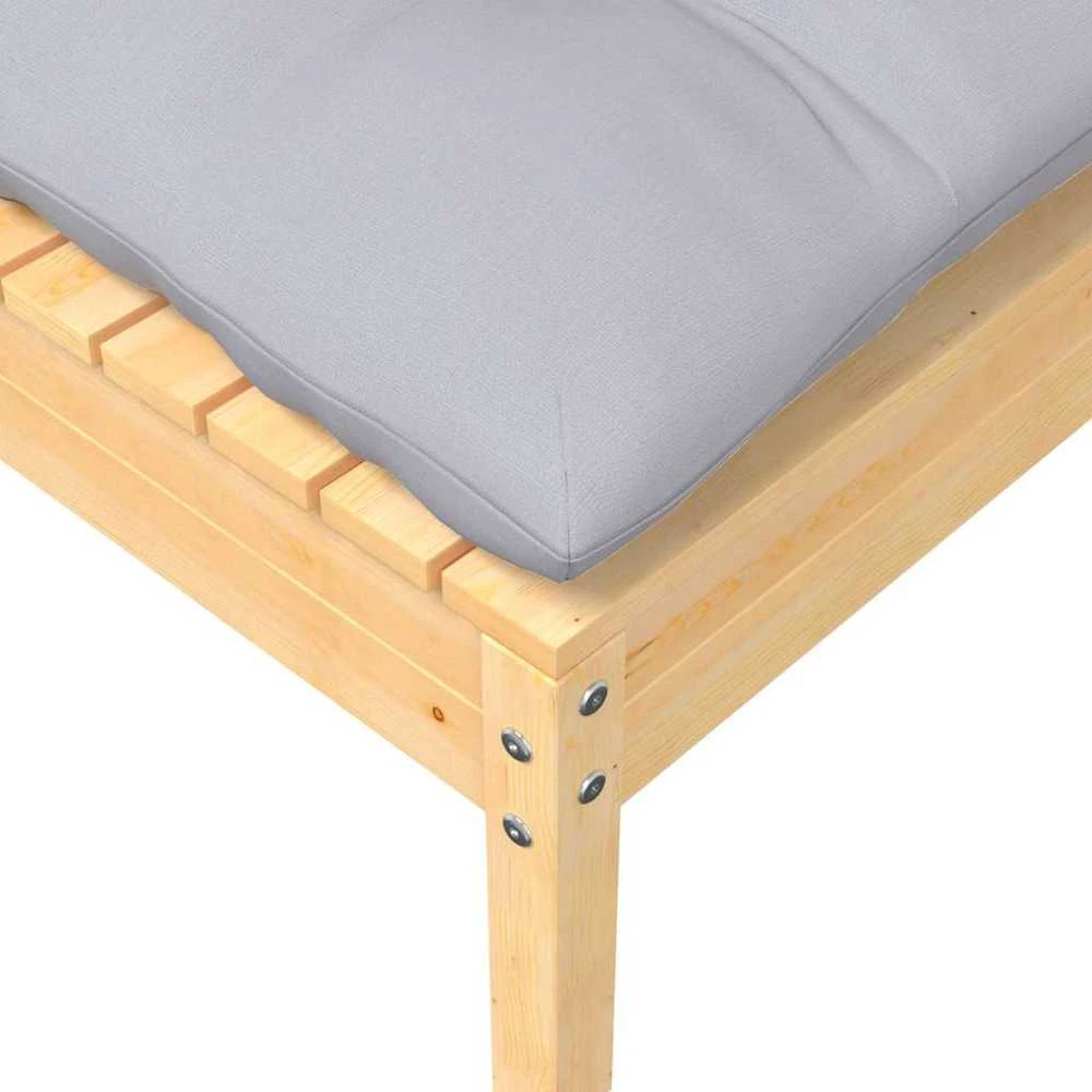 Dvivietė sodo sofa su pilkomis pagalvėlėmis, pušies masyvas