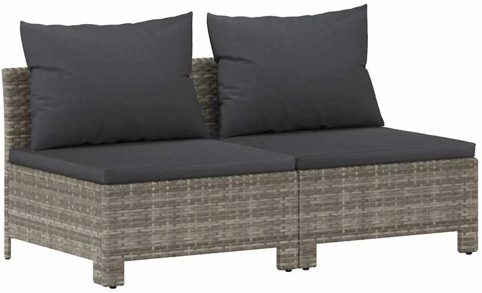 Dvivietė sodo sofa su pilkomis pagalvėlėmis, poliratanas