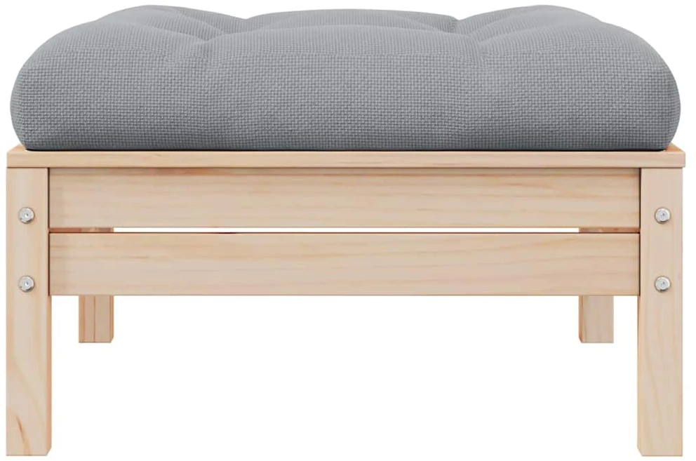 Dvivietė sodo sofa su pilkomis pagalvėlėmis, pušies masyvas