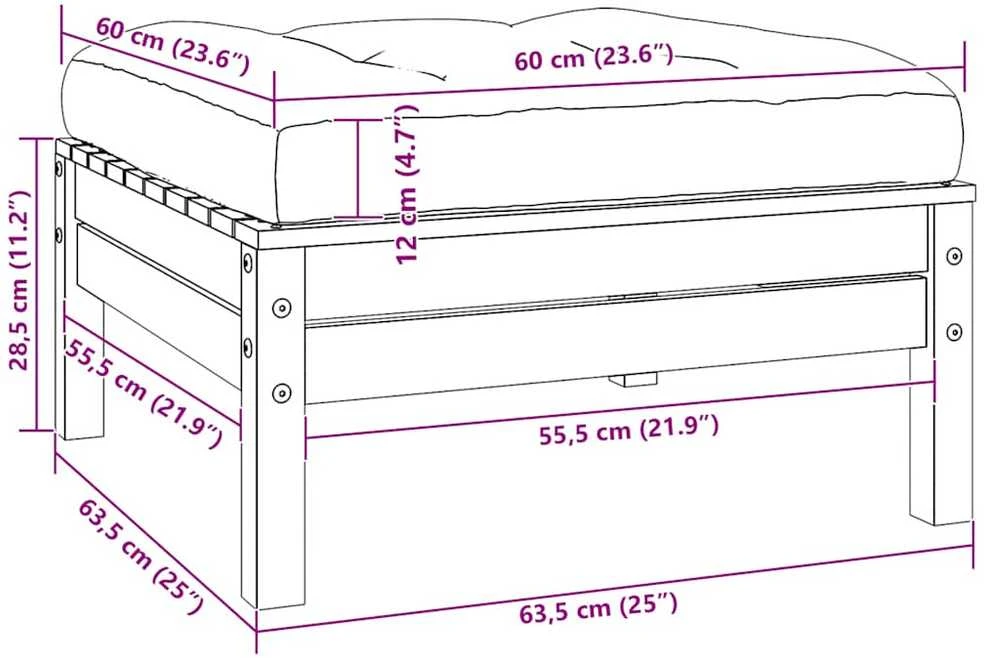Dvivietė sodo sofa su pilkomis pagalvėlėmis, pušies masyvas