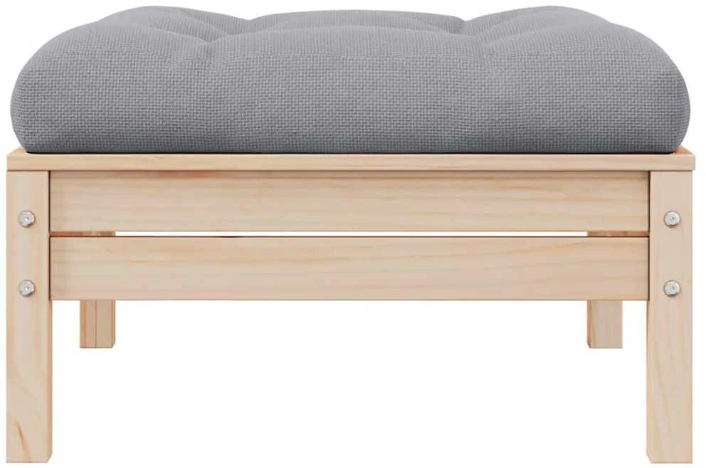 Dvivietė sodo sofa su pilkomis pagalvėlėmis, pušies masyvas