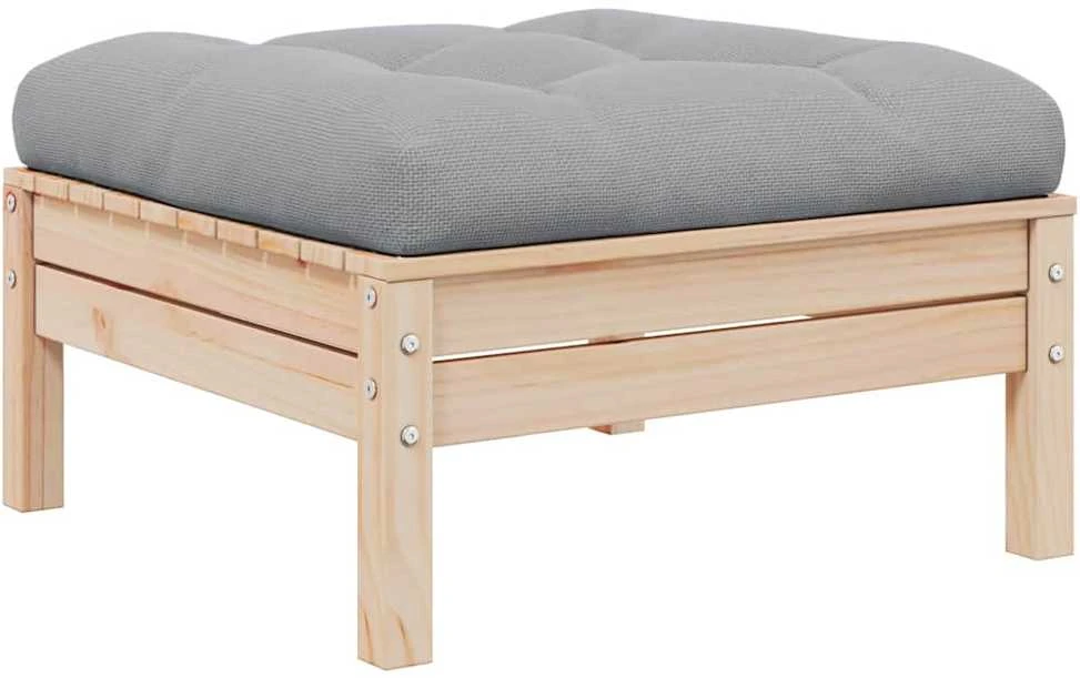 Dvivietė sodo sofa su pilkomis pagalvėlėmis, pušies masyvas