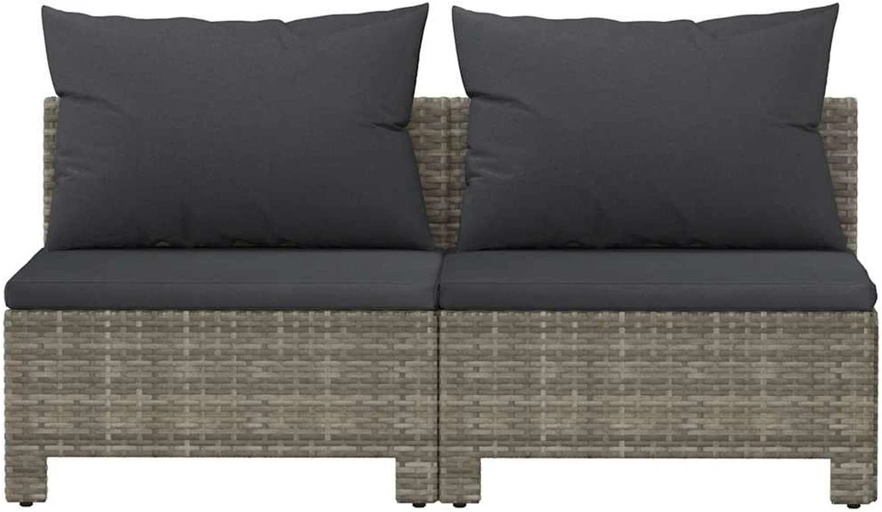 Dvivietė sodo sofa su pilkomis pagalvėlėmis, poliratanas