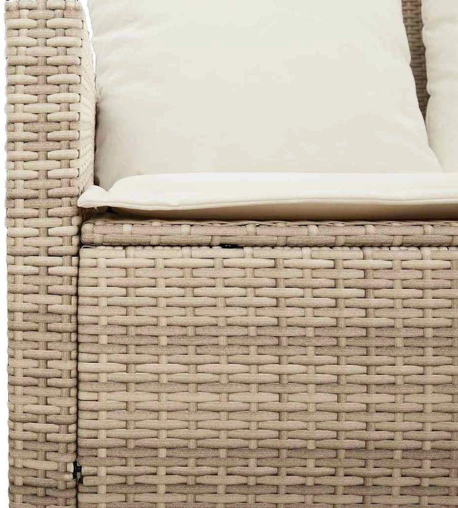 Dvivietė sodo sofa su staliuku ir pagalvėlėmis, smėlio spalvos