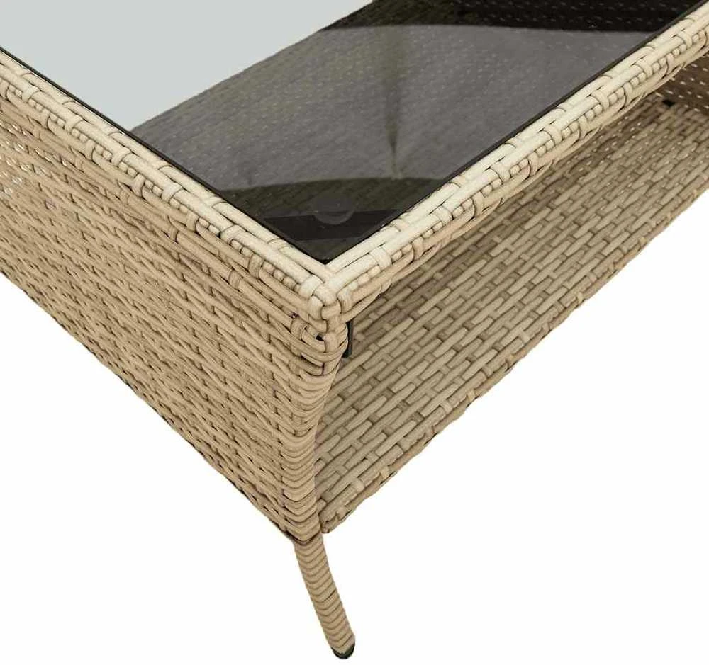 Dvivietė sodo sofa su staliuku ir pagalvėlėmis, smėlio spalvos