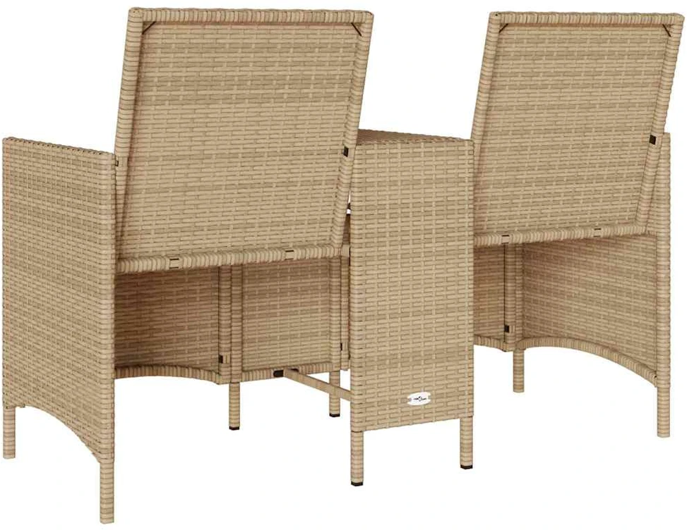 Dvivietė sodo sofa su staliuku ir pagalvėlėmis, smėlio spalvos