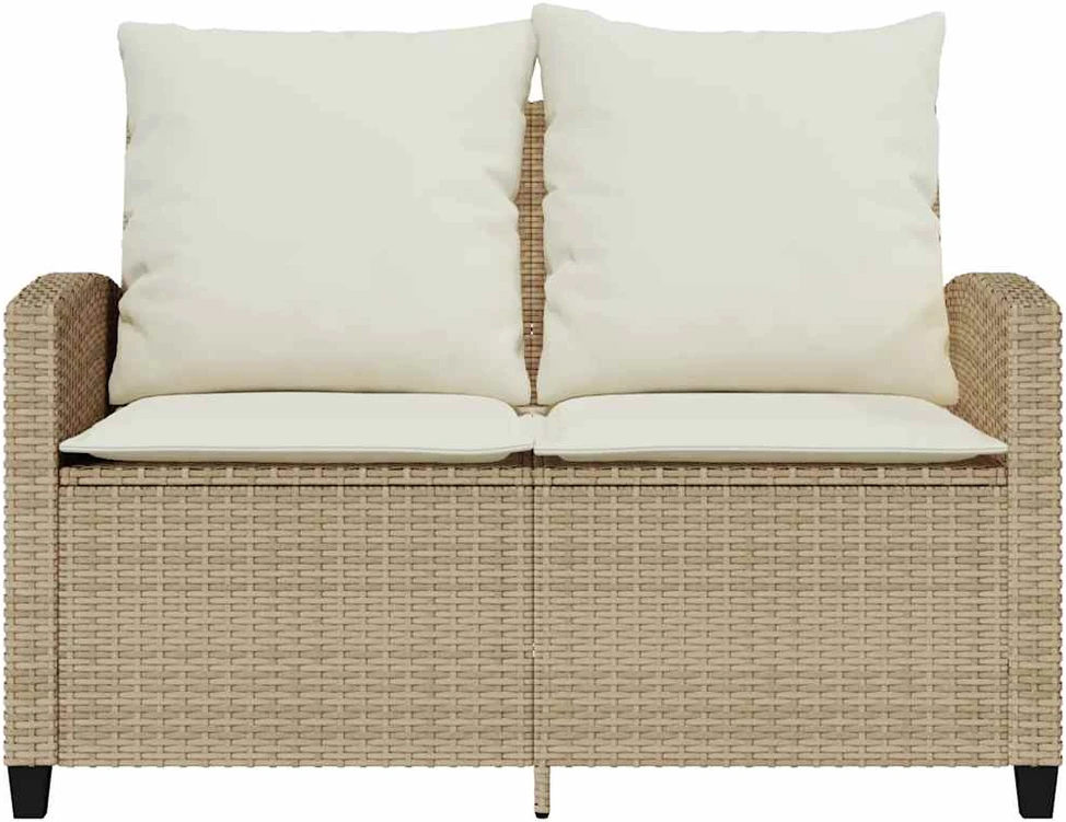 Dvivietė sodo sofa su staliuku ir pagalvėlėmis, smėlio spalvos
