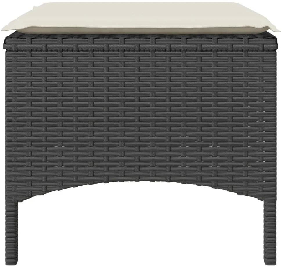 Dvivietė sodo sofa su staliuku/taburetėmis, juoda, poliratanas