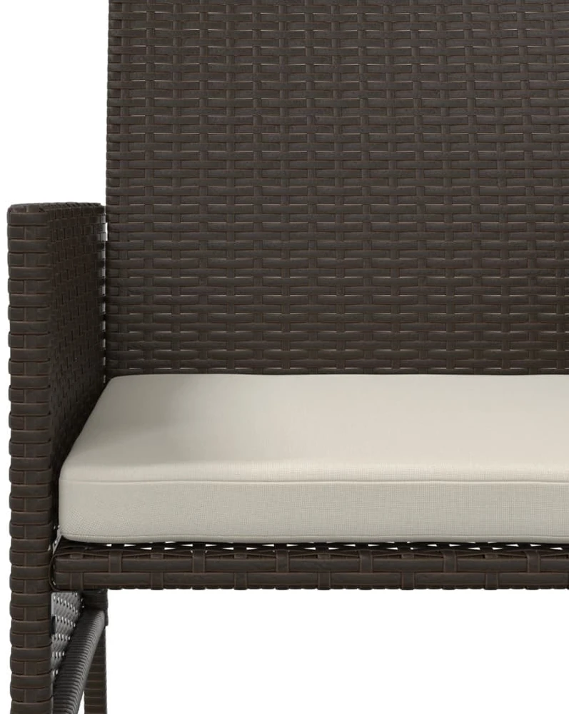 Dvivietė sodo sofa su staliuku/taburetėmis, ruda, poliratanas