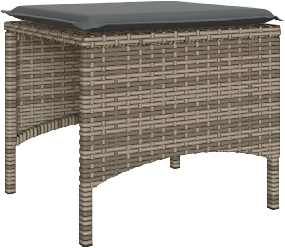 Dvivietė sodo sofa su staliuku/taburetėmis, pilka, poliratanas