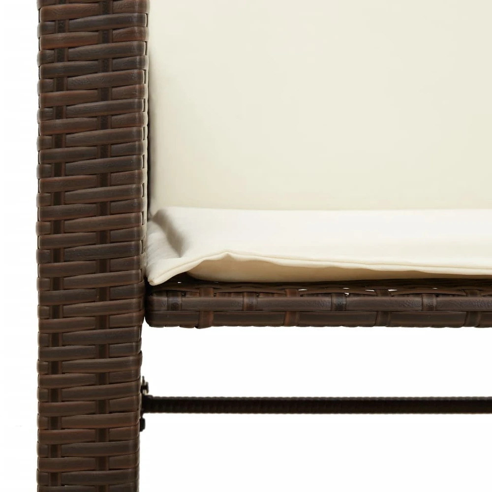 Lauko baldų komplektas Dvivietė sodo sofa su staliuku/taburetėmis, ruda, poliratanas