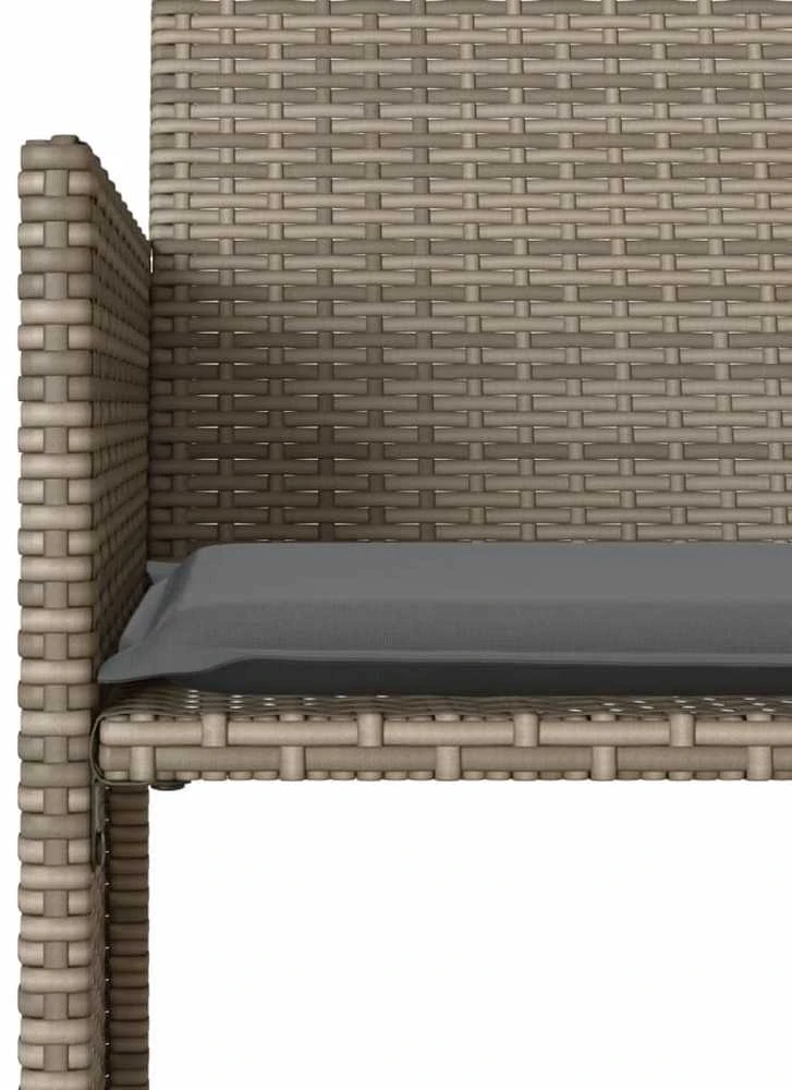 Dvivietė sodo sofa su staliuku/taburetėmis, pilka, poliratanas
