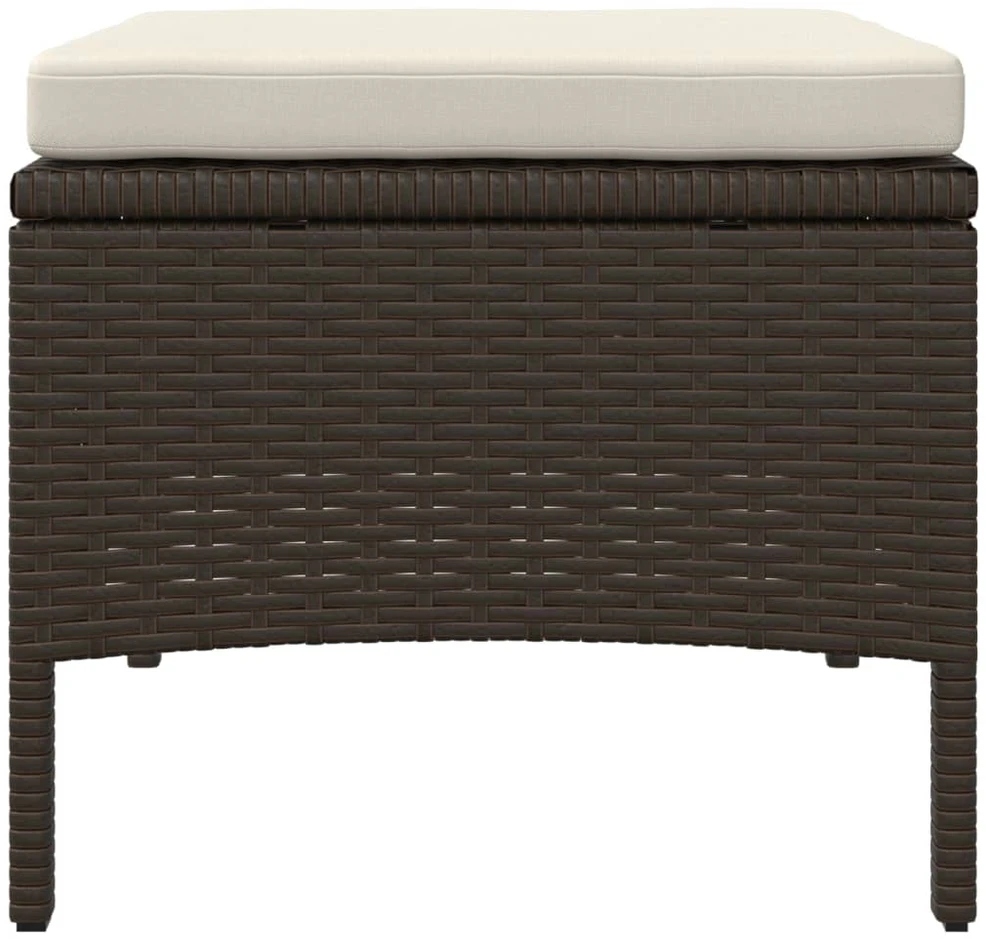 Dvivietė sodo sofa su staliuku/taburetėmis, ruda, poliratanas
