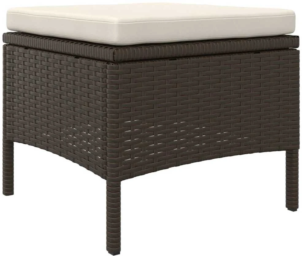 Dvivietė sodo sofa su staliuku/taburetėmis, ruda, poliratanas