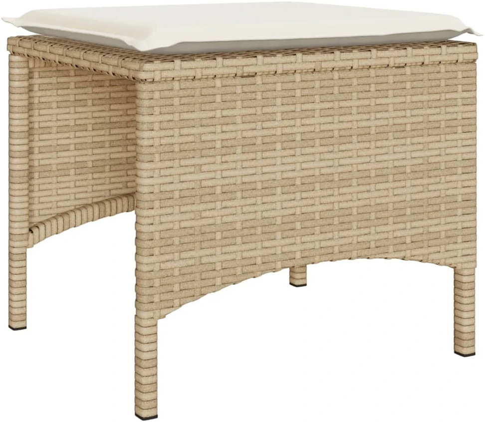 Dvivietė sodo sofa su staliuku/taburetėmis, smėlio, poliratanas