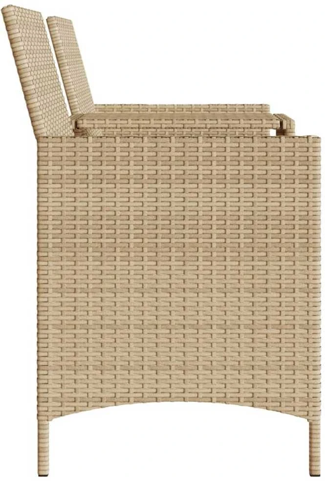Dvivietė sodo sofa su staliuku/taburetėmis, smėlio, poliratanas