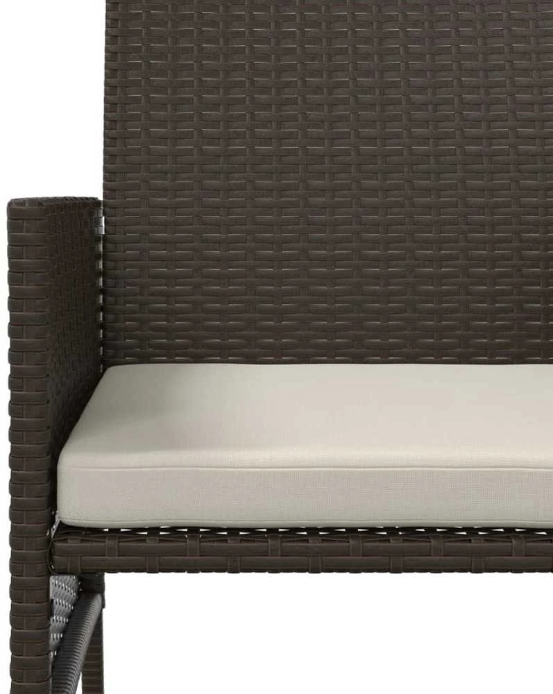 Dvivietė sodo sofa su staliuku/taburetėmis, ruda, poliratanas