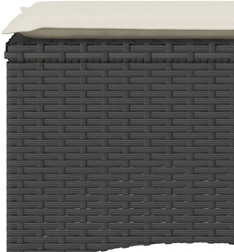 Dvivietė sodo sofa su staliuku/taburetėmis, juoda, poliratanas