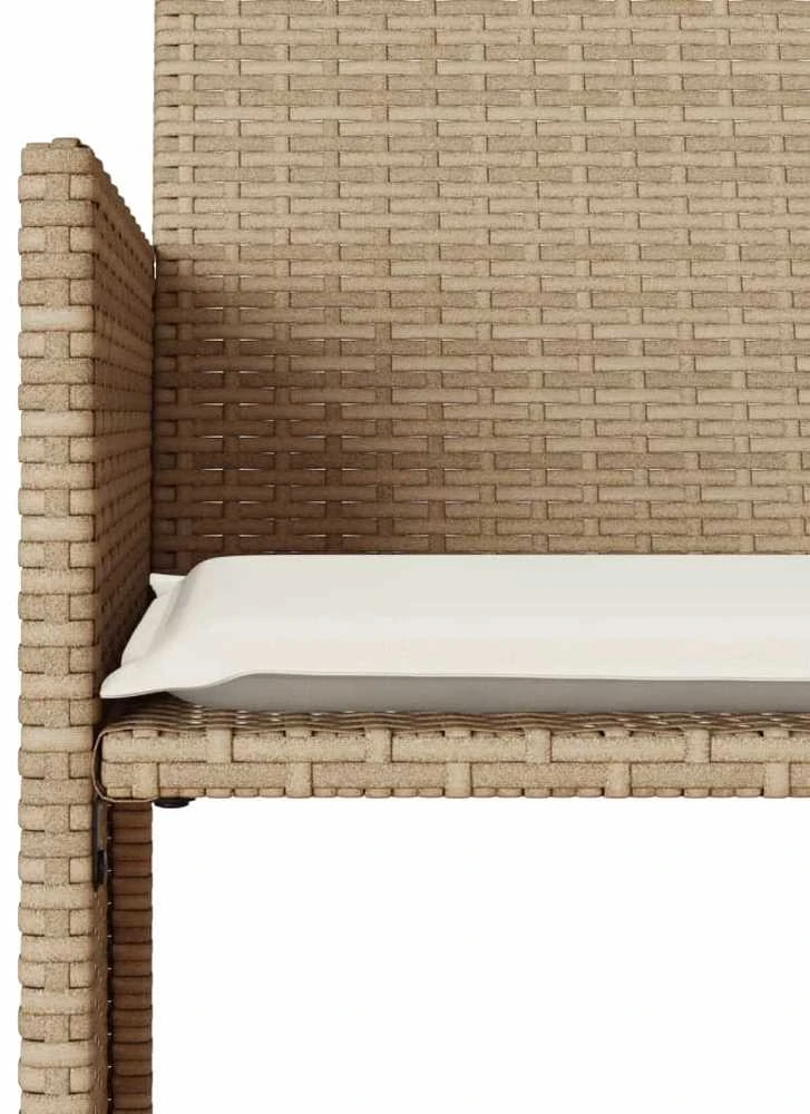 Dvivietė sodo sofa su staliuku/taburetėmis, smėlio, poliratanas