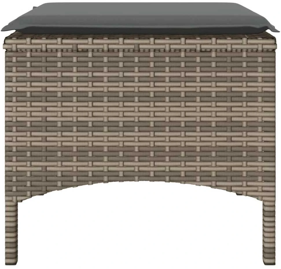 Dvivietė sodo sofa su staliuku/taburetėmis, pilka, poliratanas