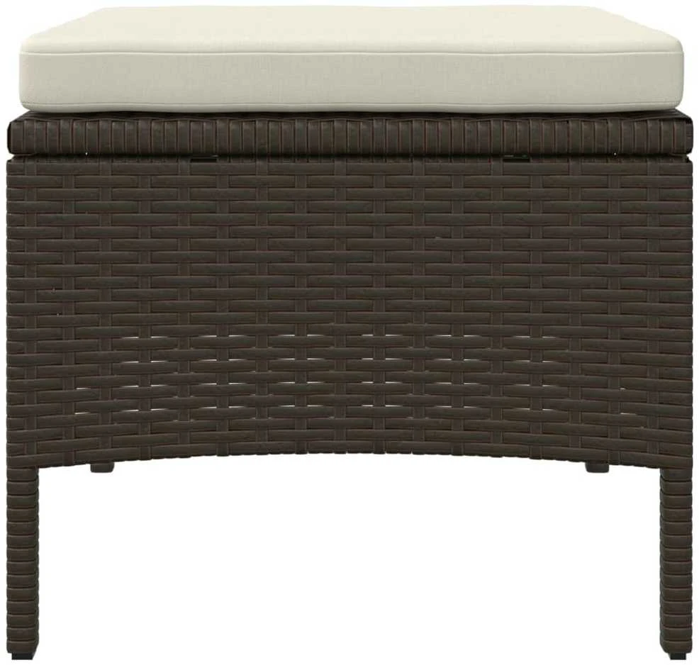 Dvivietė sodo sofa su staliuku/taburetėmis, ruda, poliratanas