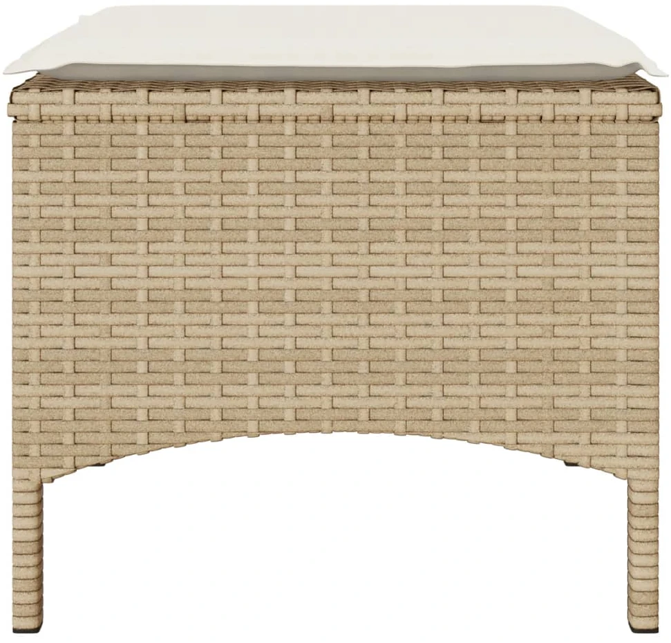 Dvivietė sodo sofa su staliuku/taburetėmis, smėlio, poliratanas