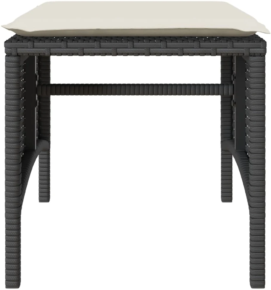 Dvivietė sodo sofa su staliuku/taburetėmis, juoda, poliratanas