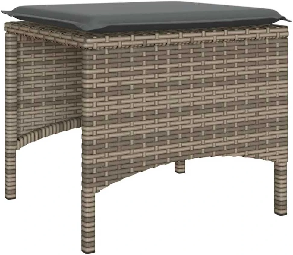 Dvivietė sodo sofa su staliuku/taburetėmis, pilka, poliratanas