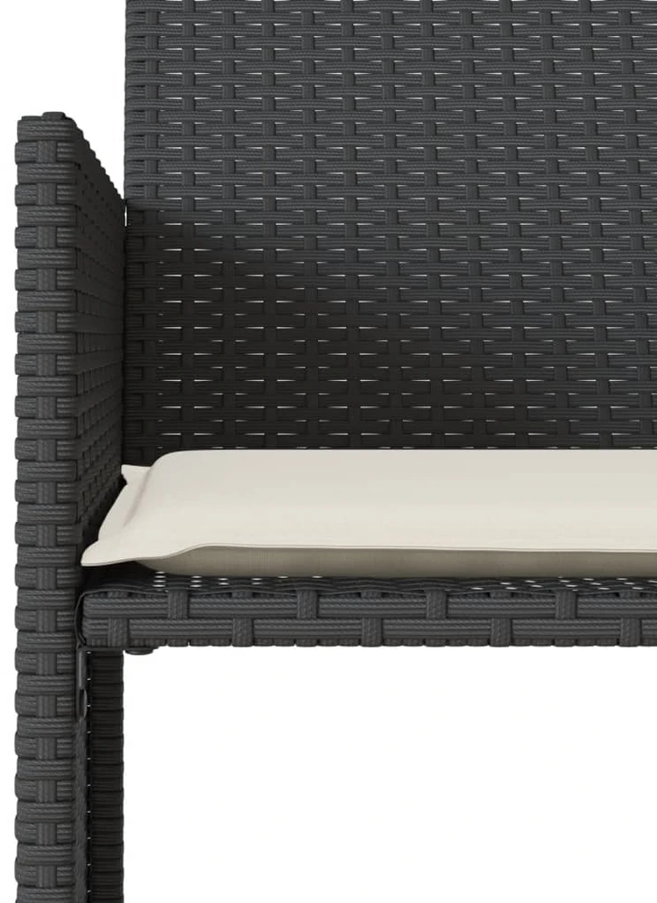 Dvivietė sodo sofa su staliuku/taburetėmis, juoda, poliratanas