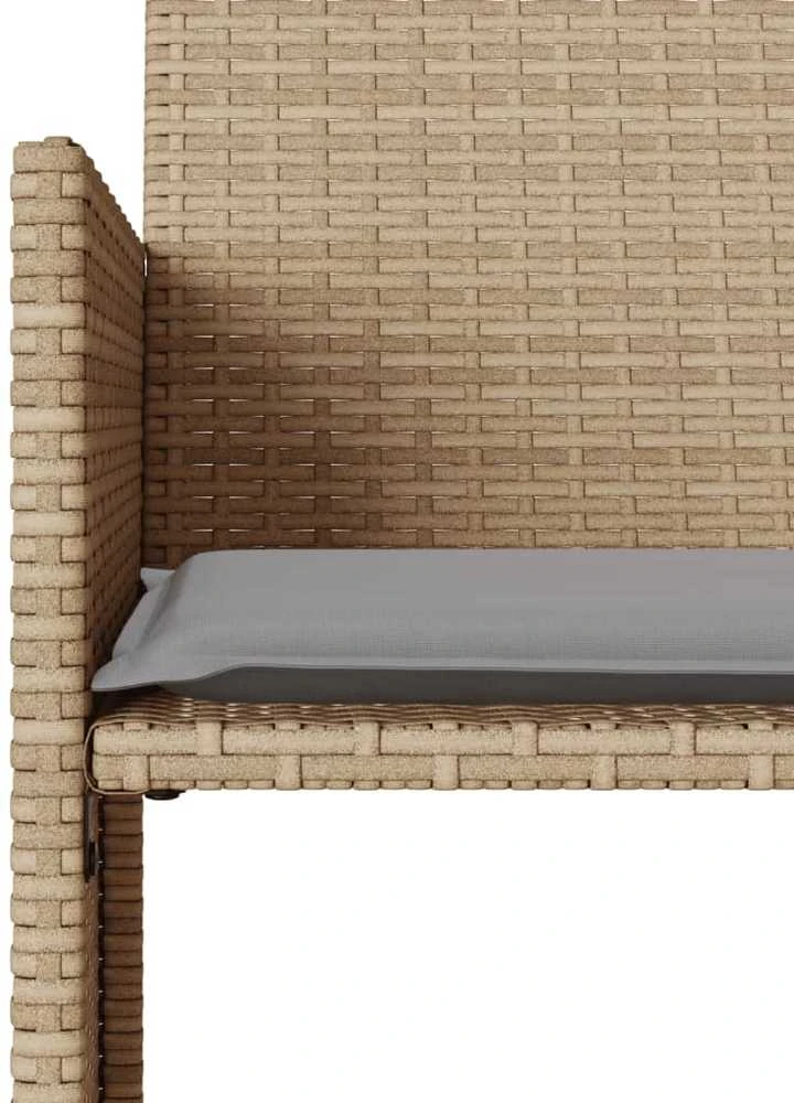 Dvivietė sodo sofa su staliuku/taburetėmis, smėlio, poliratanas
