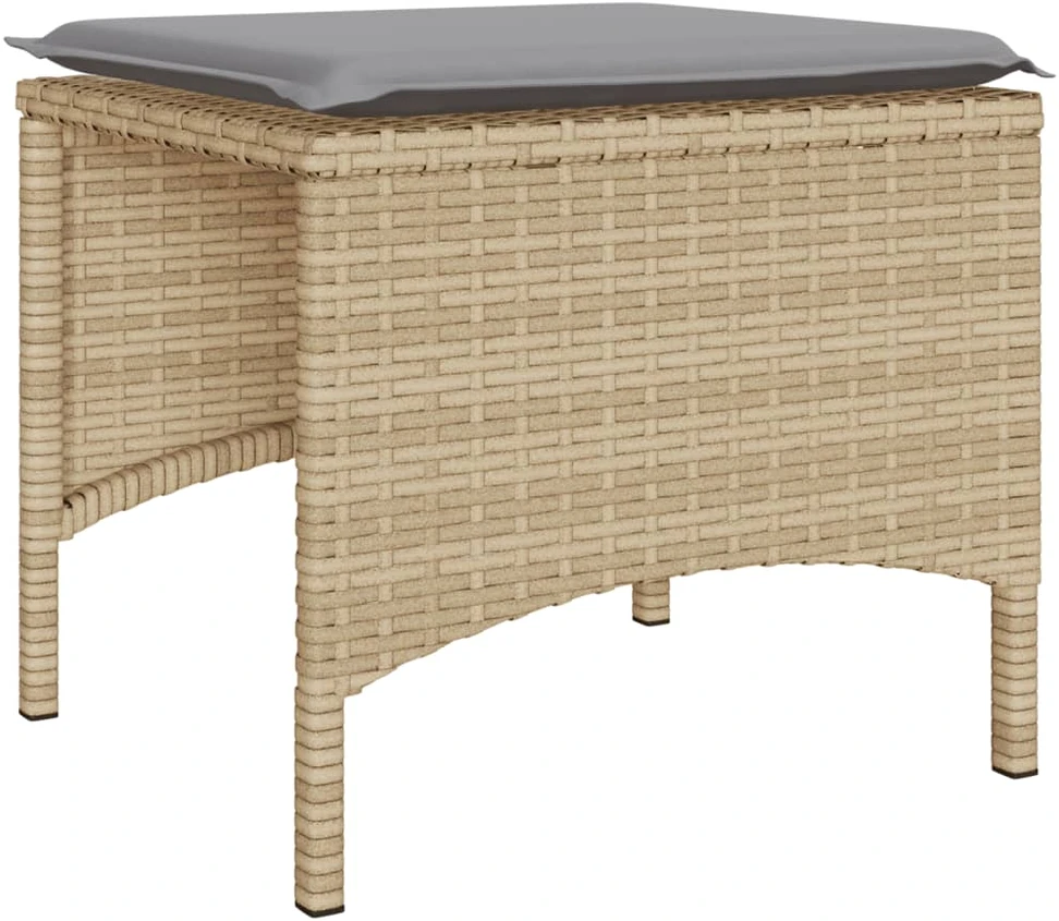 Dvivietė sodo sofa su staliuku/taburetėmis, smėlio, poliratanas