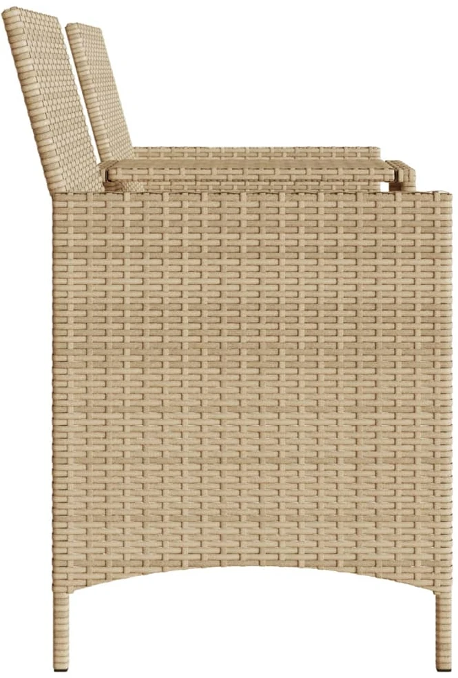 Dvivietė sodo sofa su staliuku/taburetėmis, smėlio, poliratanas