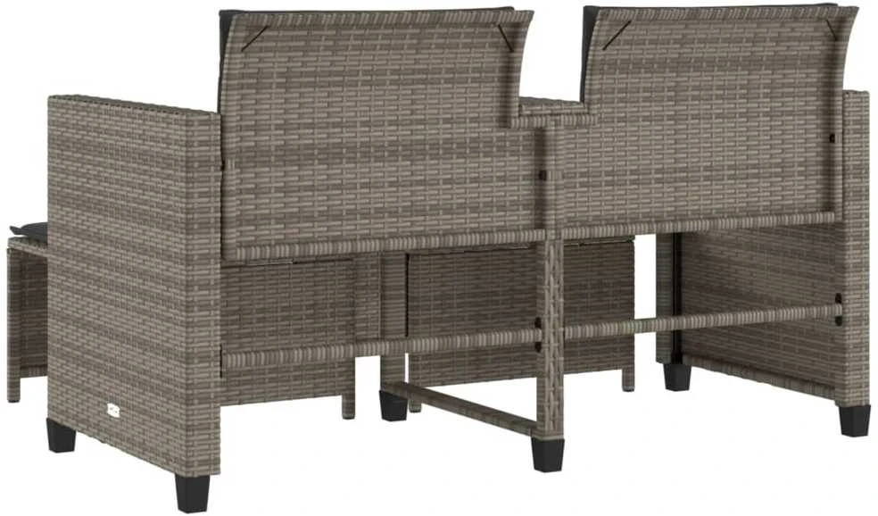 Dvivietė sodo sofa su staliuku/taburetėmis, pilka, poliratanas