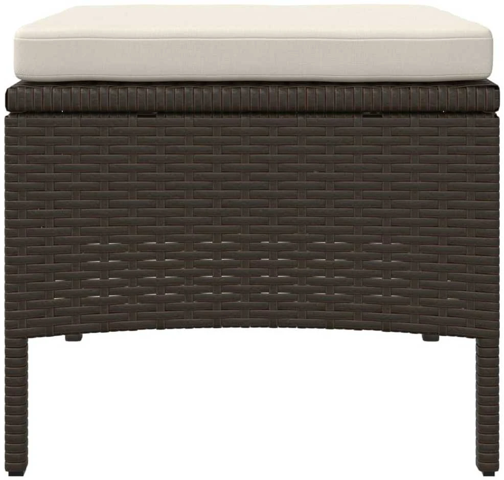 Dvivietė sodo sofa su staliuku/taburetėmis, ruda, poliratanas