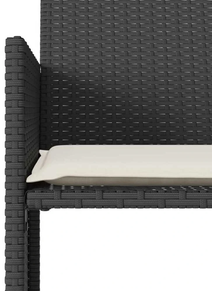 Dvivietė sodo sofa su staliuku/taburetėmis, juoda, poliratanas