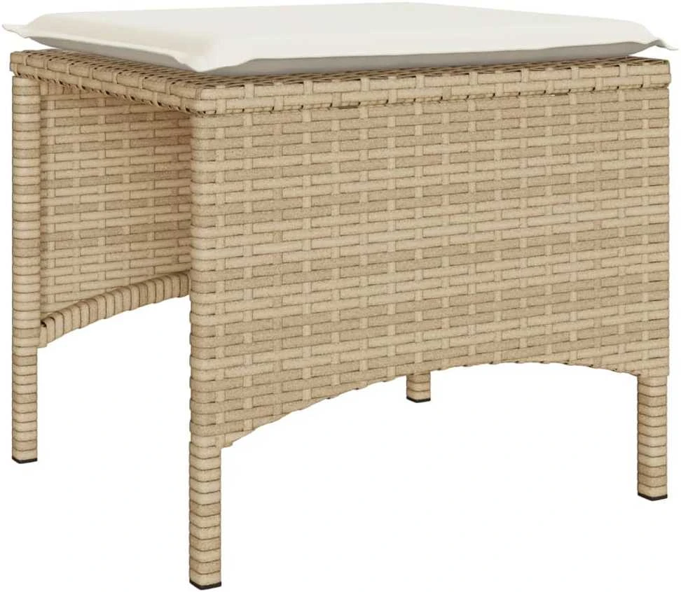 Dvivietė sodo sofa su staliuku/taburetėmis, smėlio, poliratanas