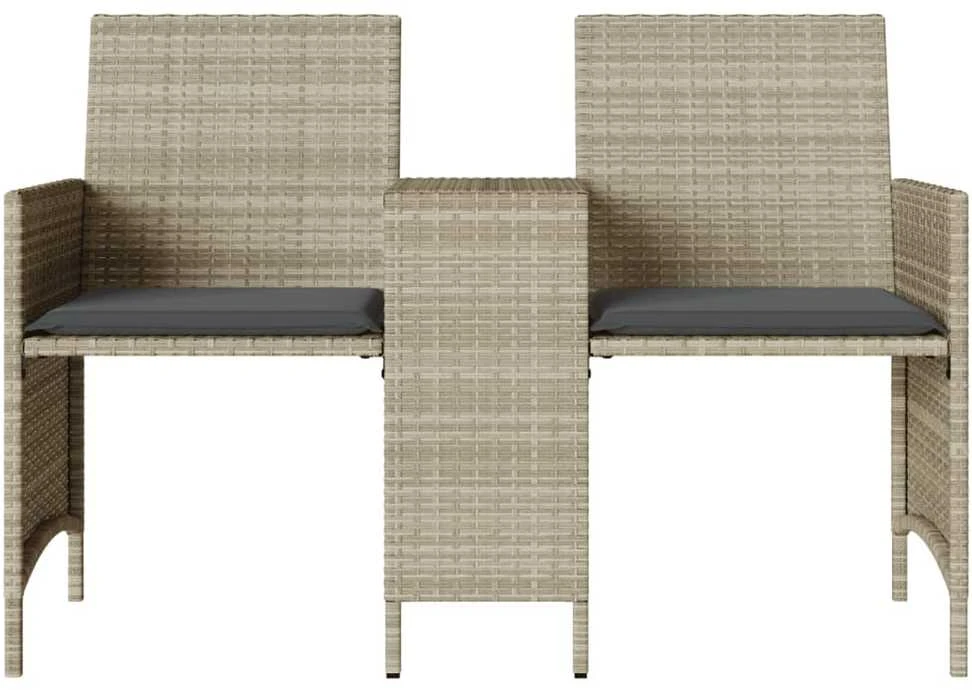 Dvivietė sodo sofa su staliuku/taburetėmis, pilka, poliratanas