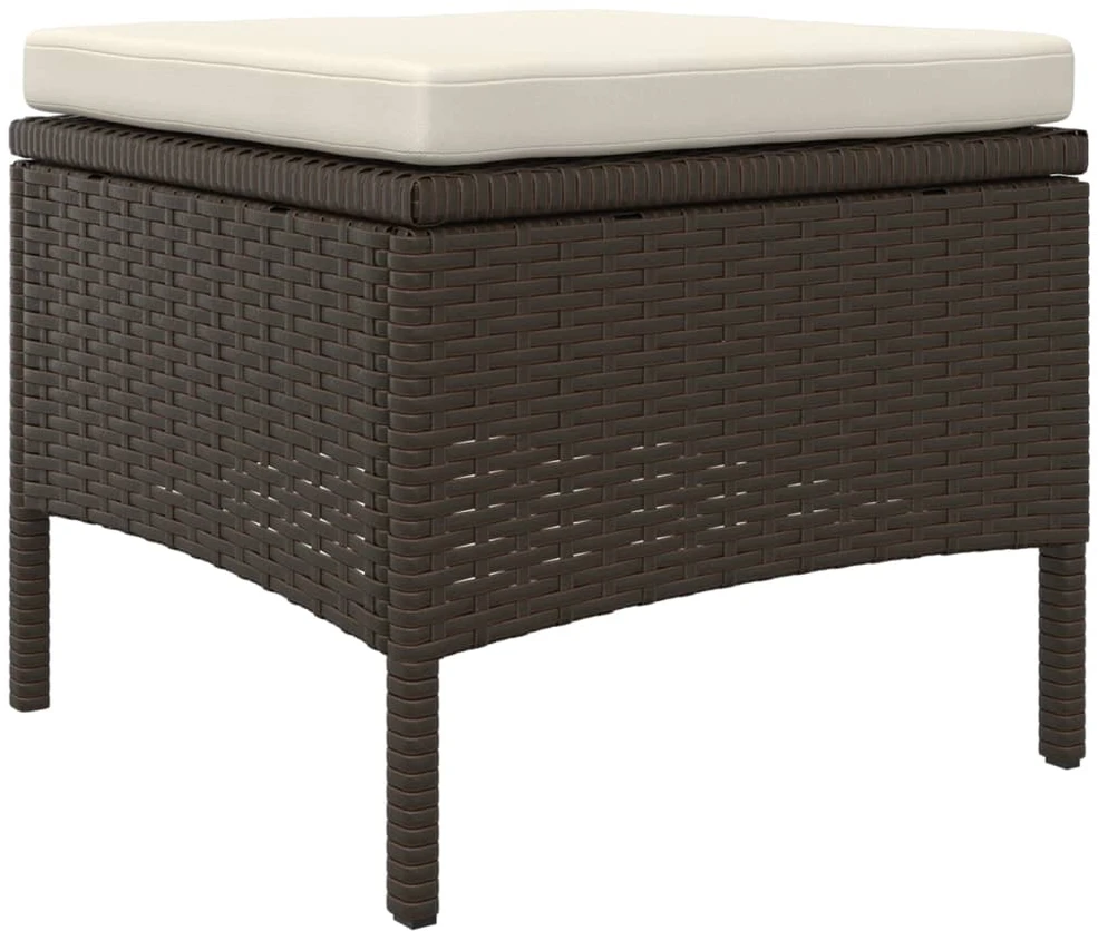 Dvivietė sodo sofa su staliuku/taburetėmis, ruda, poliratanas