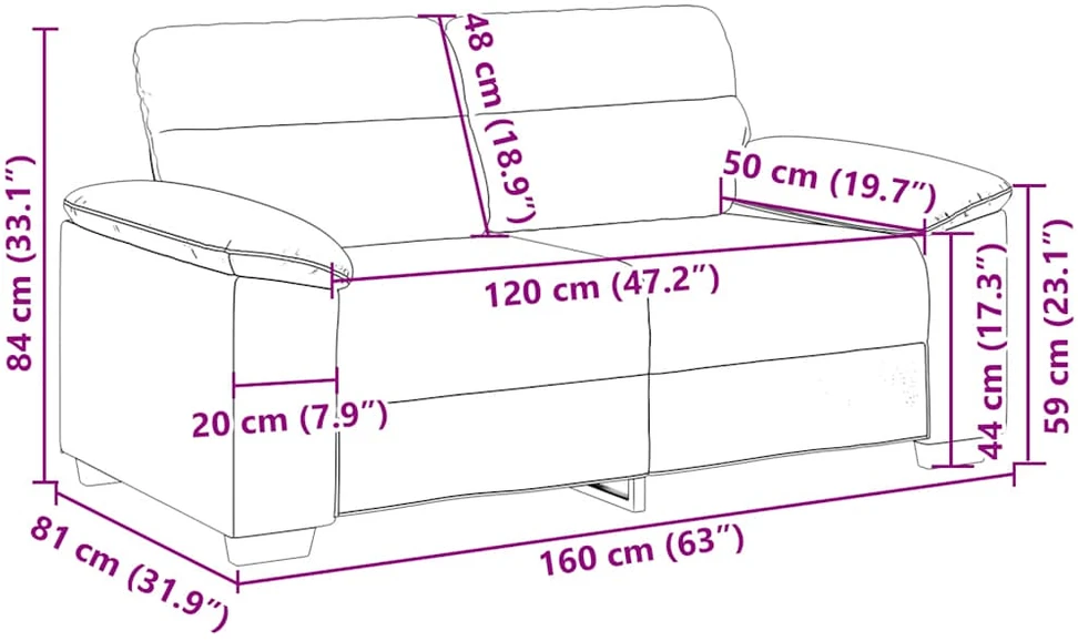 Dvivietė sofa, 160x81x84 cm, linas