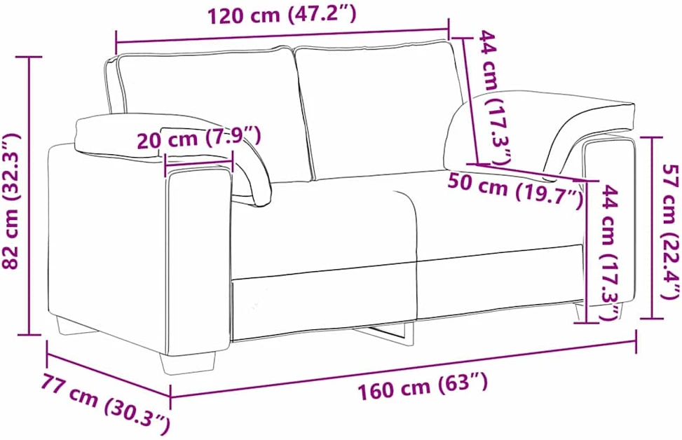 Dvivietė sofa Debesų pilka 160 cm audinys
