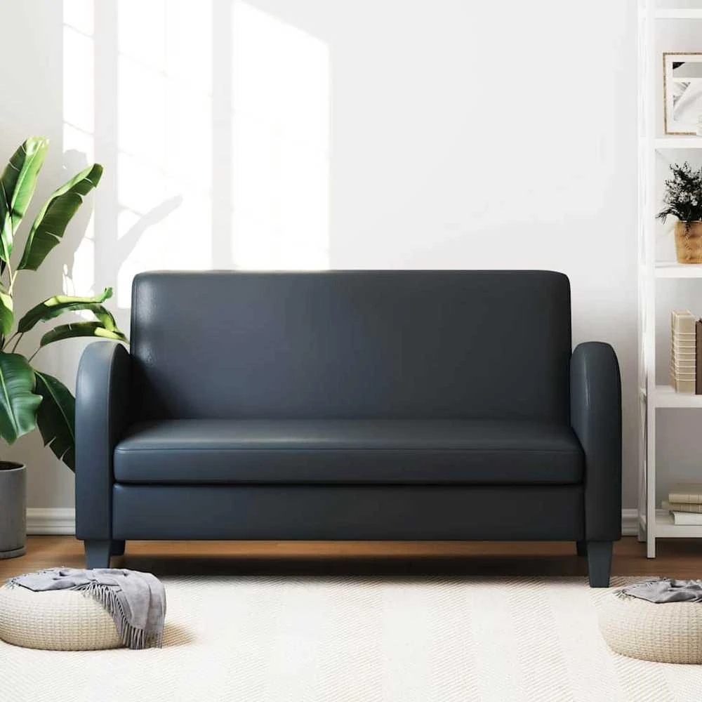 Dvivietė sofa, dirbtinė oda, juoda