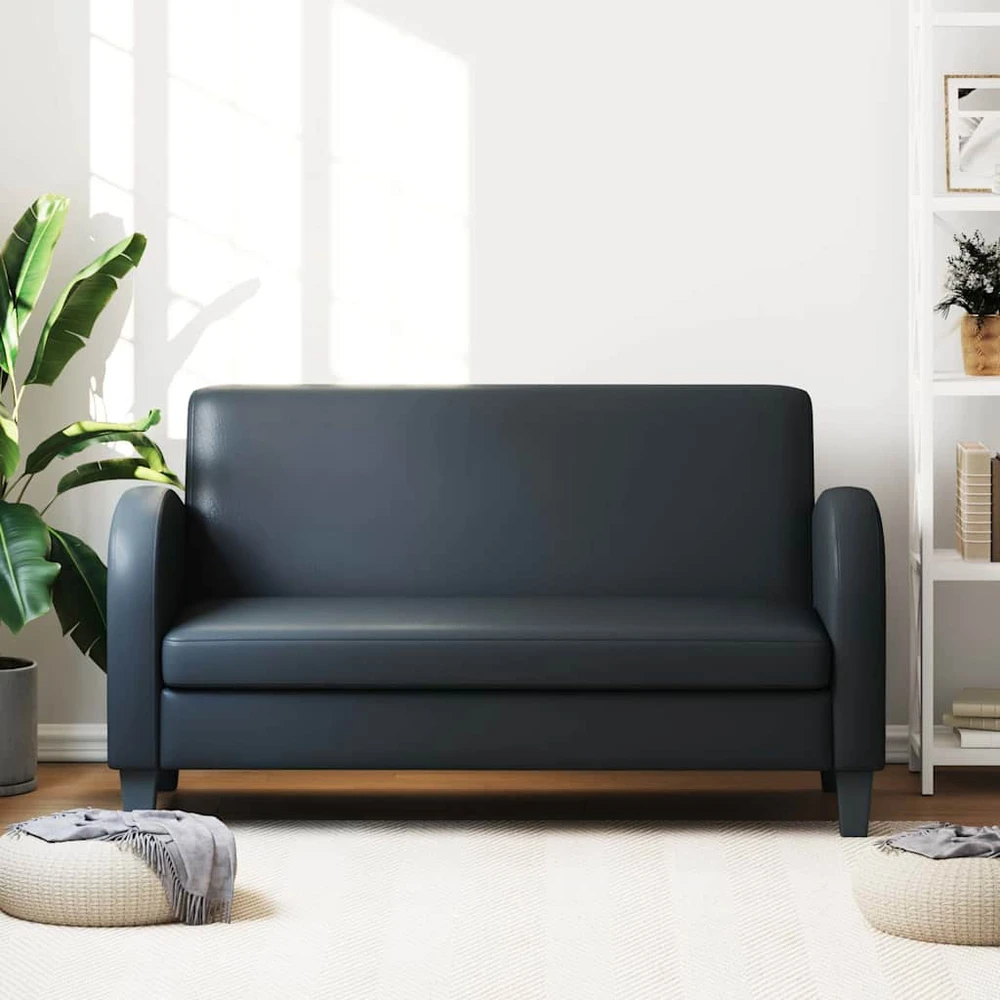 Dvivietė sofa, dirbtinė oda, juoda