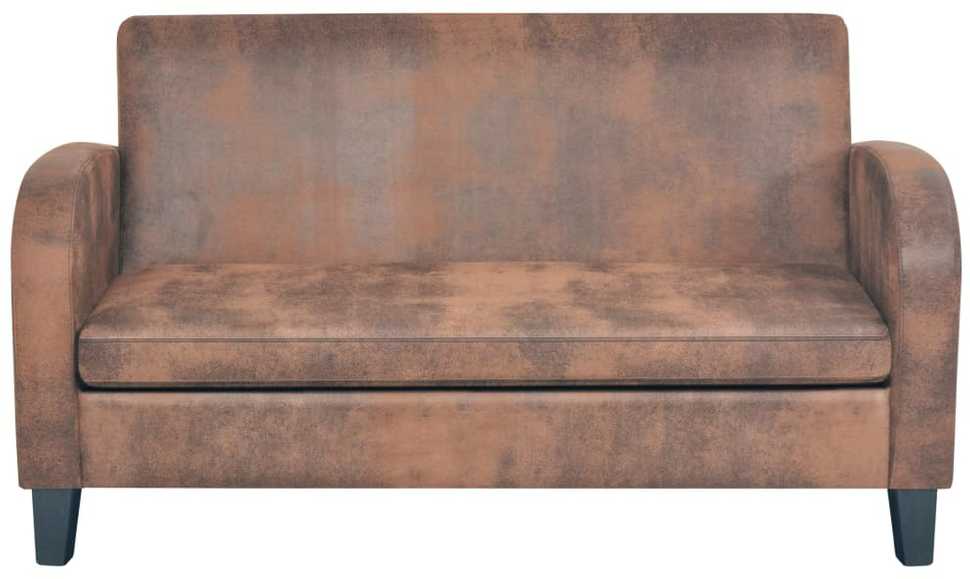 Dvivietė sofa, dirbtinė zomšos oda, ruda