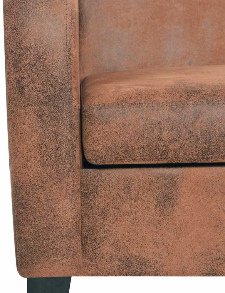 Dvivietė sofa, dirbtinė zomšos oda, ruda