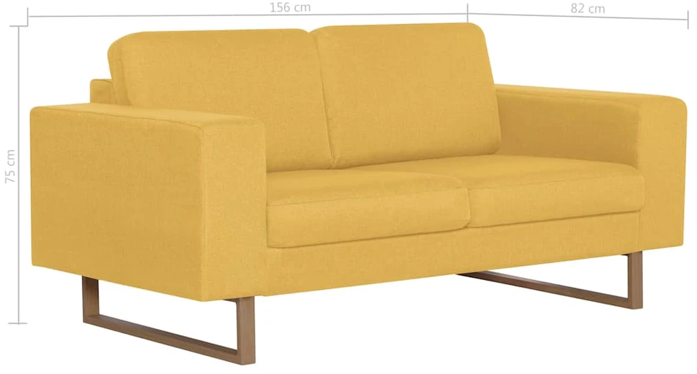 Dvivietė sofa, geltona, audinys
