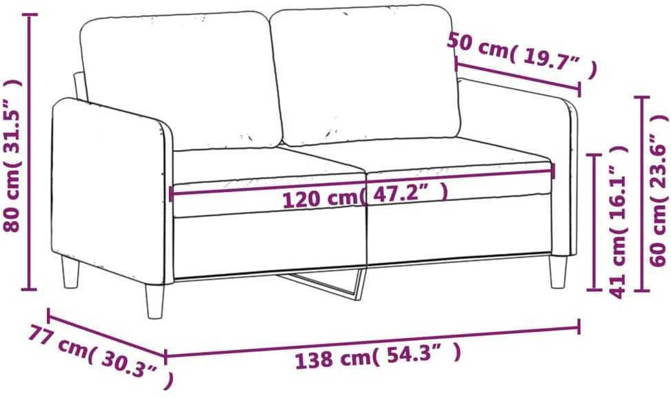 Dvivietė sofa, geltonos spalvos, 120cm, aksomas
