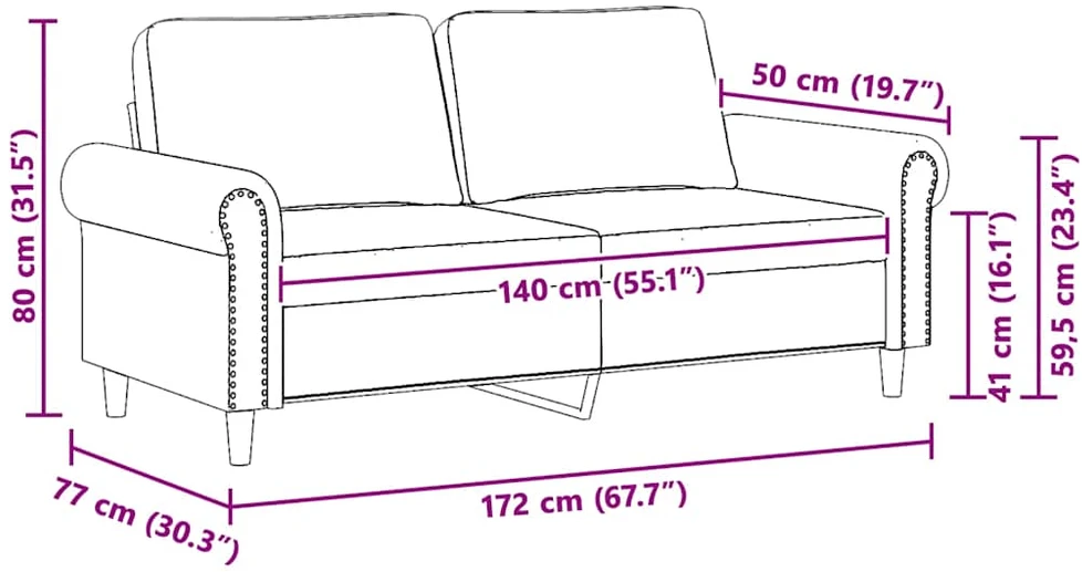 Dvivietė sofa, geltonos spalvos, 140cm, aksomas