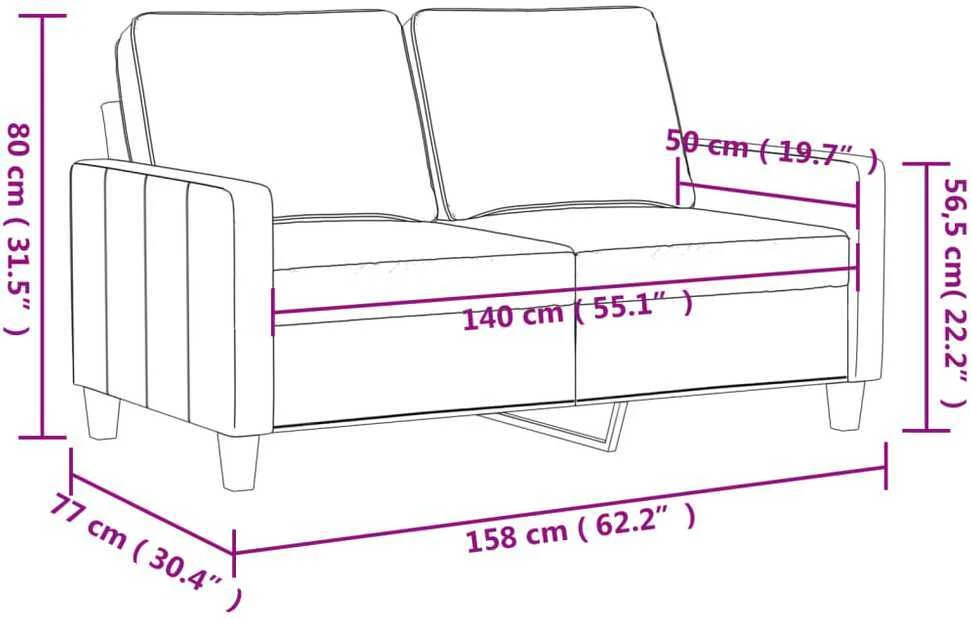 Dvivietė sofa, geltonos spalvos, 140cm, aksomas