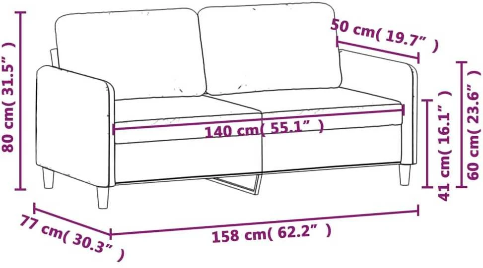 Dvivietė sofa, geltonos spalvos, 140cm, aksomas
